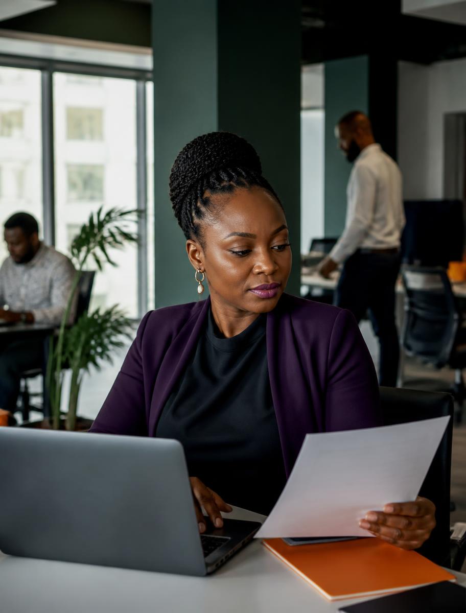 Une salariée prépare un dossier avec l’aide de l’IA